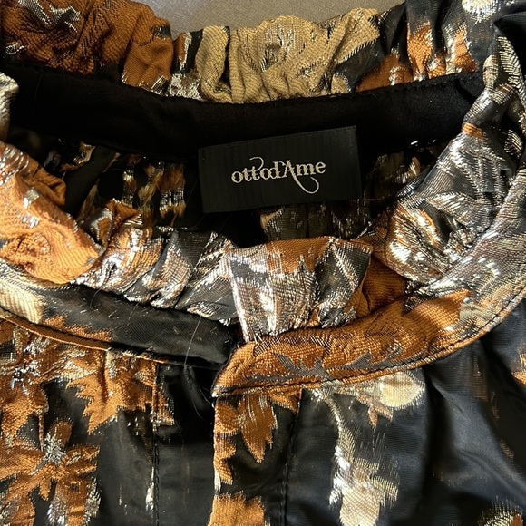 OTTOD'AME FLORAL Made in Italy METALLIC MINI DRESS Brown SIZE MEDIUM - Picture 15 of 16